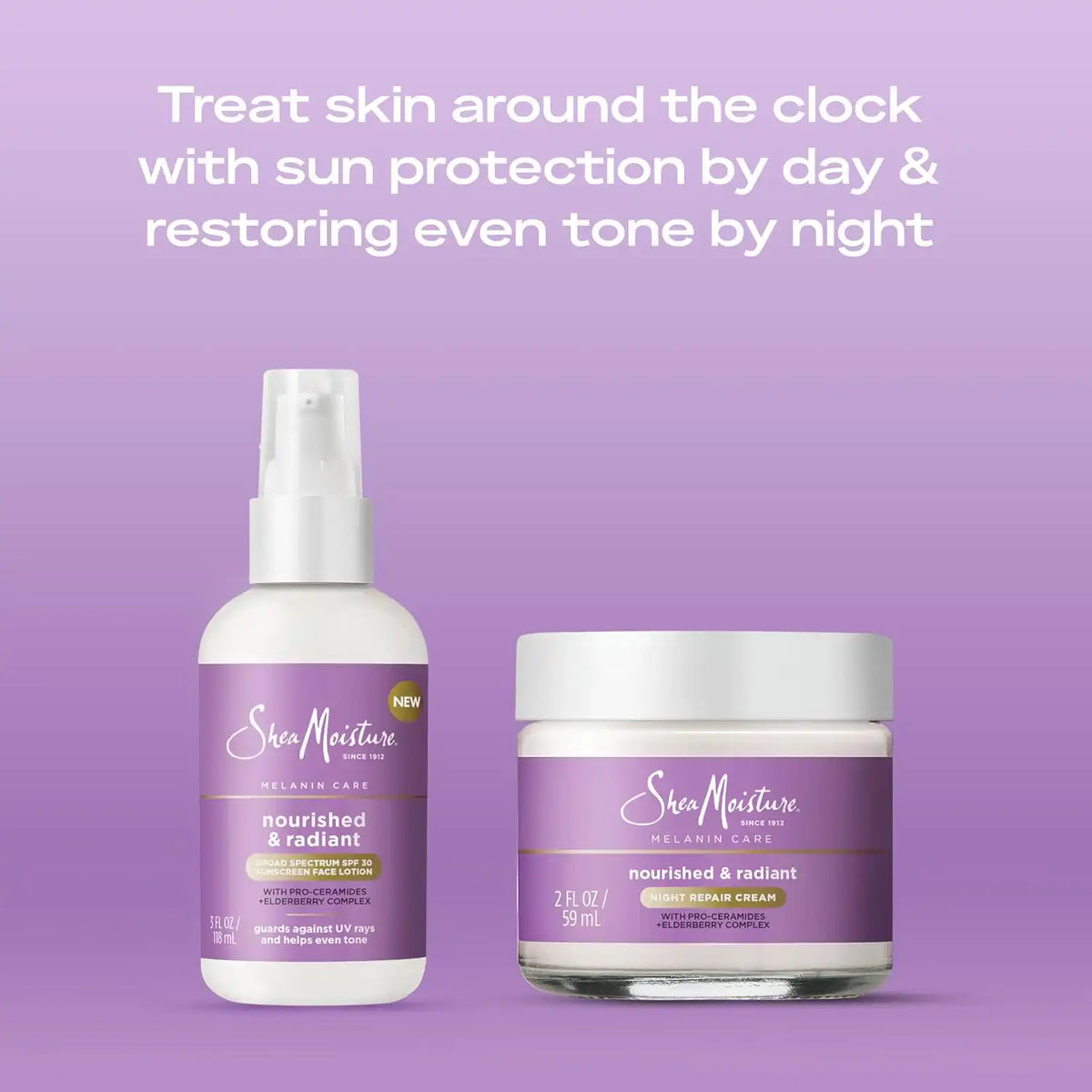 SheaMoisture Melanin Care Night Repair Cream Nourished & Radiant for Strengthening Skin's Moisture Barrier, with Pro-Ceramides +Elderberry Complex, 2 oz