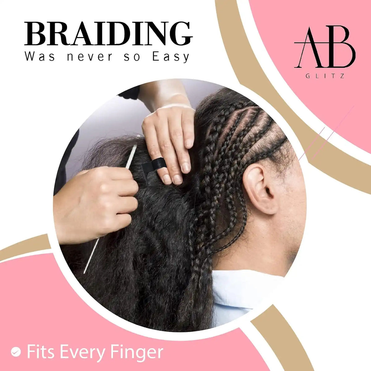Royalty Headwear The Braid Aid Adjustable Finger Tool - Stitch Braiding Tool, Lightweight Hair Separating Comb - Great for Any Hair Type - Pack of 2