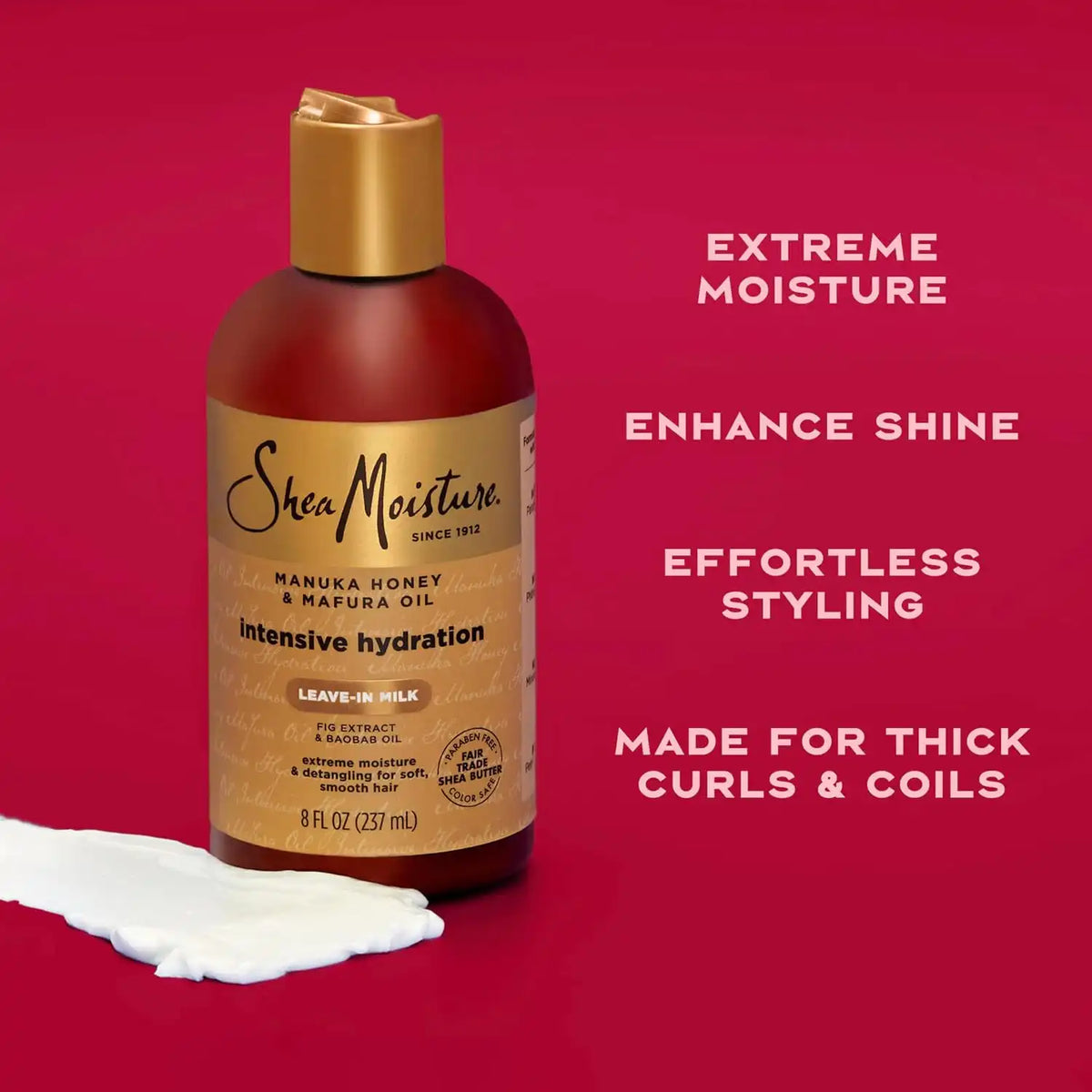 SheaMoisture Hydration Hair Milk Manuka Honey and Mafura Oil for Dry Hair to Hydrate and Style-Hair 8 oz,(Pack of 2)