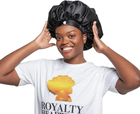 Royalty Headwear Silk Satin Bonnet for Women - Adjustable Jumbo Extra Secure Non-Slip Satin Cap Silk Hair Bonnet for Sleeping