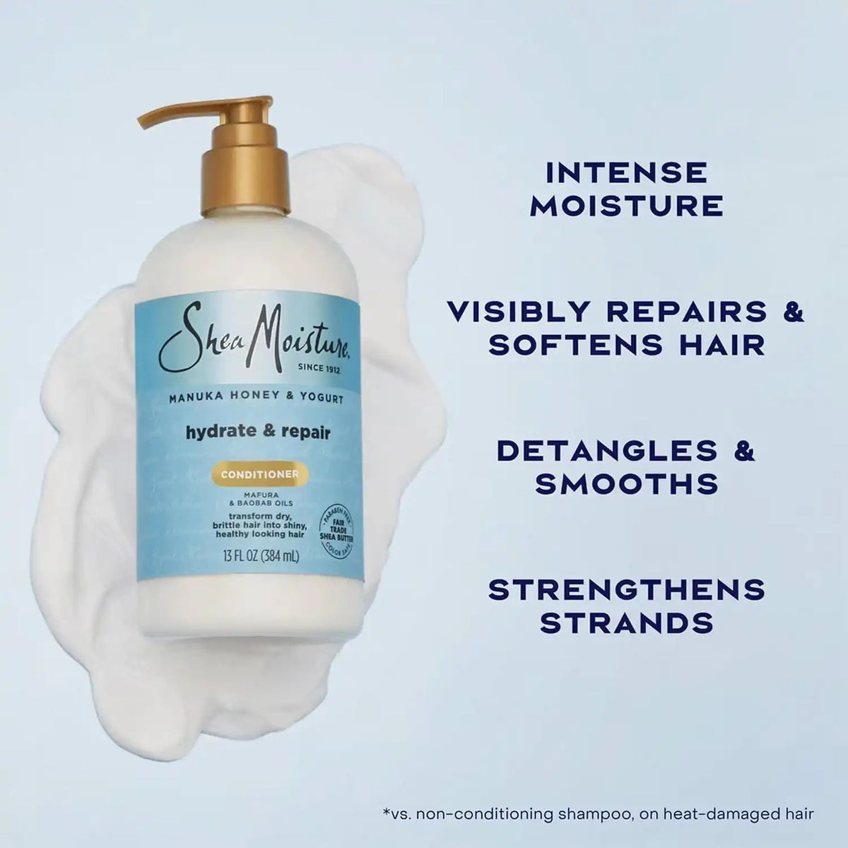 SheaMoisture Shampoo & Conditioner, Manuka Honey & Yogurt Hydrate & Repair + Whipped Curl Cream for Curly Hair Definition, Frizz Control