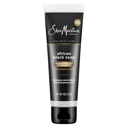 Sheamoisture Facial Wash and Scrub for Blemish Prone Skin African Black Soap to Clarify Skin 4 oz