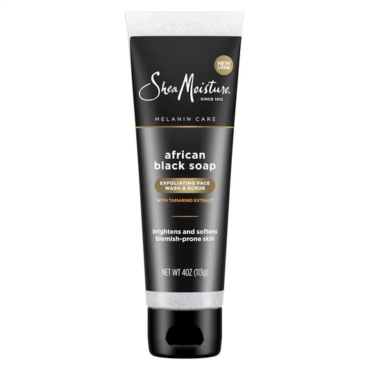 Sheamoisture Facial Wash and Scrub for Blemish Prone Skin African Black Soap to Clarify Skin 4 oz