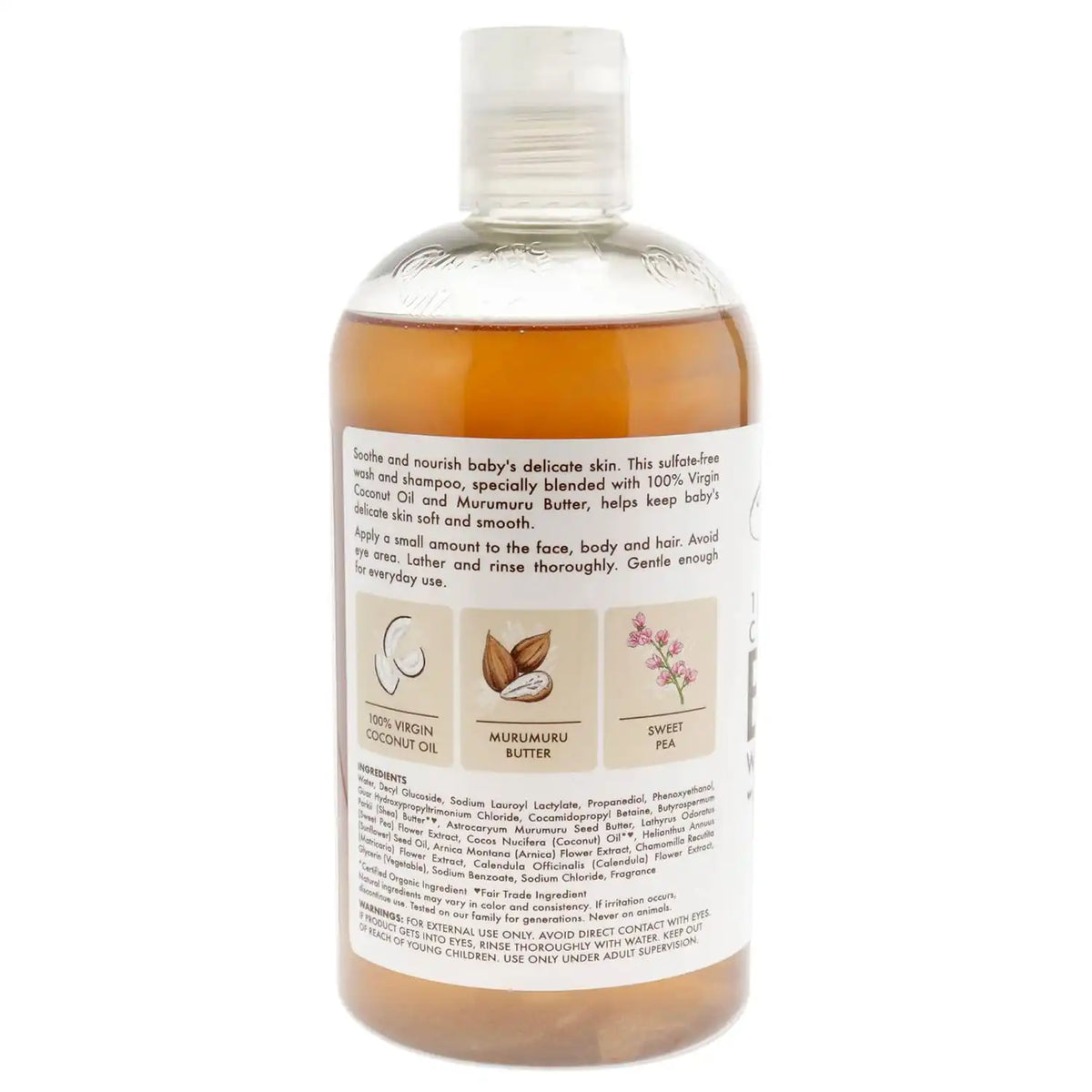 SheaMoisture Baby Wash and Shampoo 100% Virgin Coconut Oil for Baby Skin Cruelty Free Skin Care 13 oz (Pack of 2)