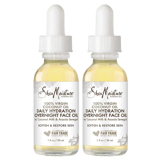 SheaMoisture Coconut Oil for Face - Daily Hydration Overnight Face Oil with Coconut Milk & Acacia Senegal, Argan Oil for Skin, Organic Shea Butter, Hydrating, Vitamin E, 1 Oz (Pack of 2)