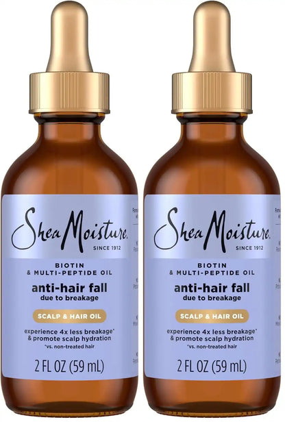 SheaMoisture Scalp & Hair Oil, Anti-Hair Fall for Healthy Looking and Moisturized Scalp, with Biotin & Multi-Peptide ScalpBoost Technology, 2 oz,(Pack of 2)