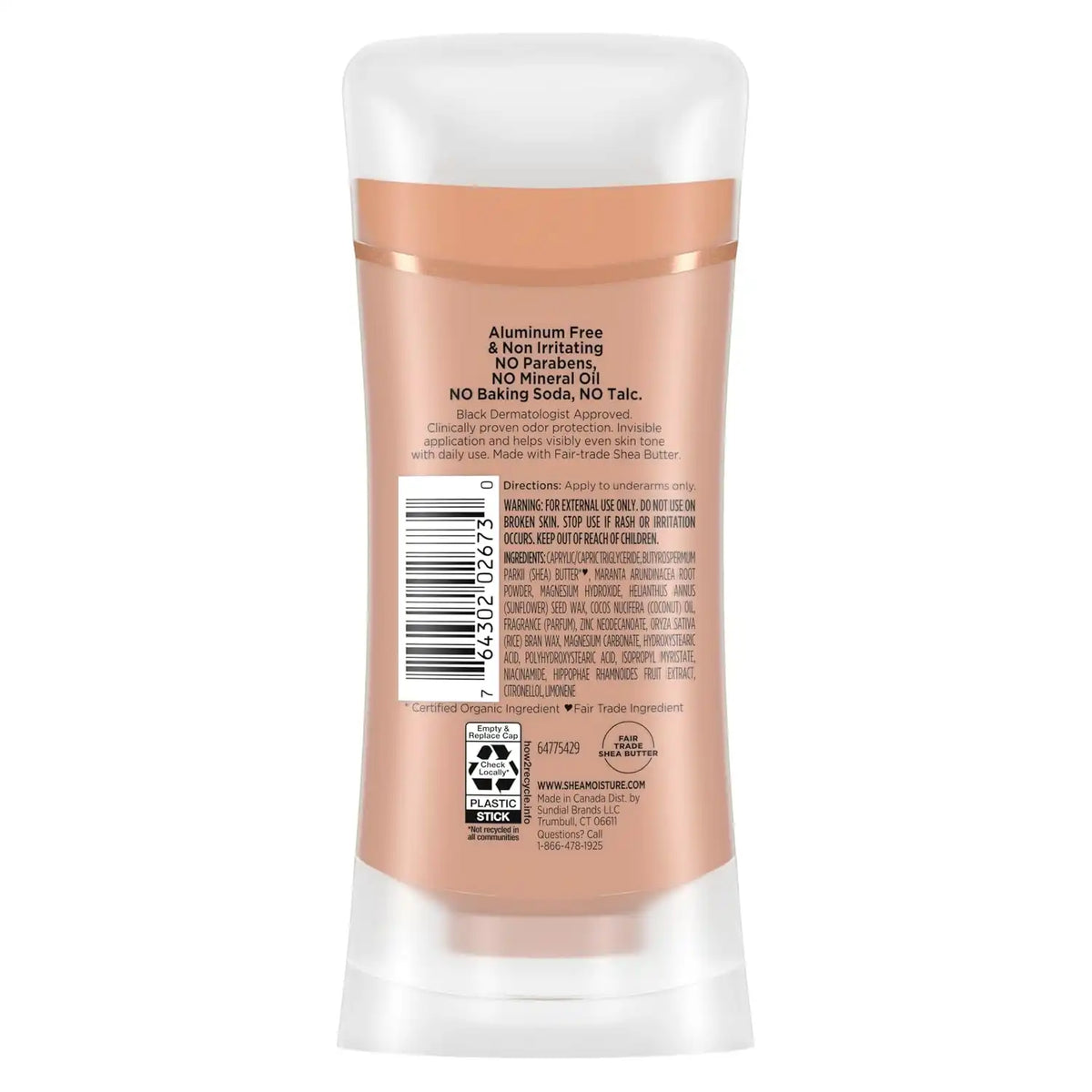 SheaMoisture Deodorant Stick for 72h Odor Control Fresh Aluminum Free 2.6 oz, (Pack of 2)