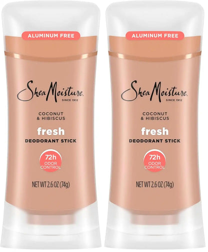 SheaMoisture Deodorant Stick 72h Odor Control Coconut & Hibiscus Fresh Aluminum Free 2.6 oz,(Pack of 2)