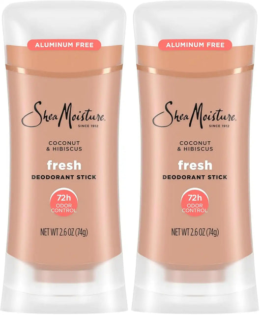 SheaMoisture Deodorant Stick 72h Odor Control Coconut & Hibiscus Fresh Aluminum Free 2.6 oz,(Pack of 2)