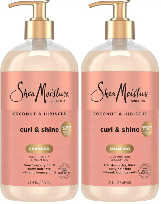 SheaMoisture Shampoo Coconut and Hibiscus,for Thick,Curly Hair,to Cleanse & Hydrate,24 oz,(Pack of 2)