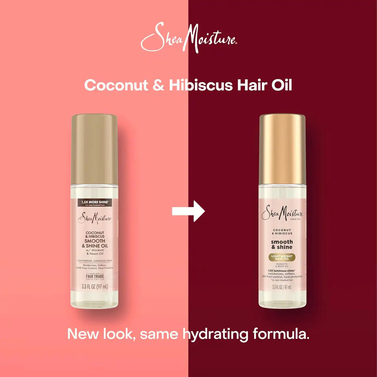 Shea Moisture Coconut & Hibiscus Smooth & Shine Oil Coconut & Hibiscus Softens And Hydrates Hair With Manketti And_Coconut Oil For A Lightweight Texture 3.3 Fl Oz (Pack of 6)