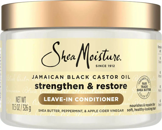 Shea Moisture Jamaican Black Castor Oil Leave In Conditioner 100% Pure Jamaican Black Castor Oil For Damaged Hair to Soften and Detangle Hair 11.5 oz (Pack of 12)