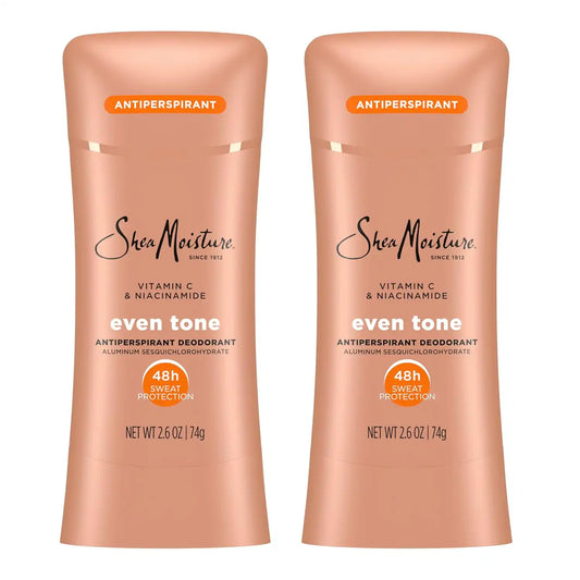 SheaMoisture Antiperspirant Deodorant Stick Even Tone Vitamin C & Niacinamide 2 Count for 48HR Sweat & Odor Protection with No Parabens & No Mineral Oil 2.6 oz