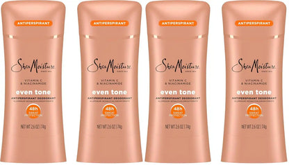 SheaMoisture Antiperspirant Deodorant Stick Even Tone Vitamin C & Niacinamide for 48HR Sweat & Odor Protection with No Parabens & No Mineral Oil 2.6 oz, (Pack of 4)