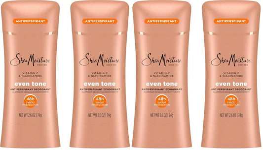 SheaMoisture Antiperspirant Deodorant Stick Even Tone Vitamin C & Niacinamide for 48HR Sweat & Odor Protection with No Parabens & No Mineral Oil 2.6 oz, (Pack of 4)