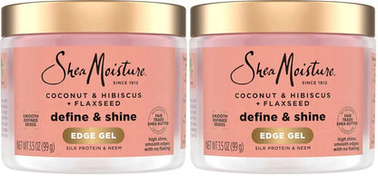 SheaMoisture Define&Shine Edge Gel + Flaxseed Coconut&Hibiscus Holds and Controls Edges All Day Infused With Glycerin,Coconut Oil and an Invigorating Sweet Scent Paraben-Free Hair 3.5 OZ,(Pack of 2)