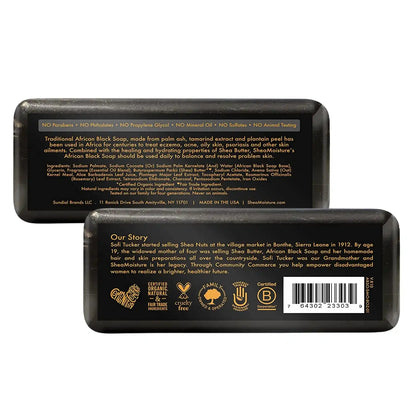 SheaMoisture Bar Soap 6 Count for Troubled Skin African Black Soap Cleanser with Shea Butter 8 oz