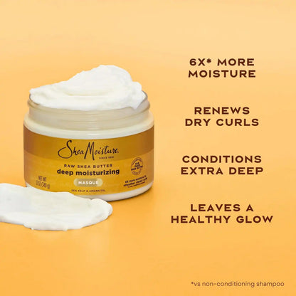 SheaMoisture Raw Shea Butter Deep Moisturizing Hair Masque for Curly Hair Raw Shea Butter Deep Conditioner to Moisturize and Renew-Hair 11.5 oz,(Pack of 2)