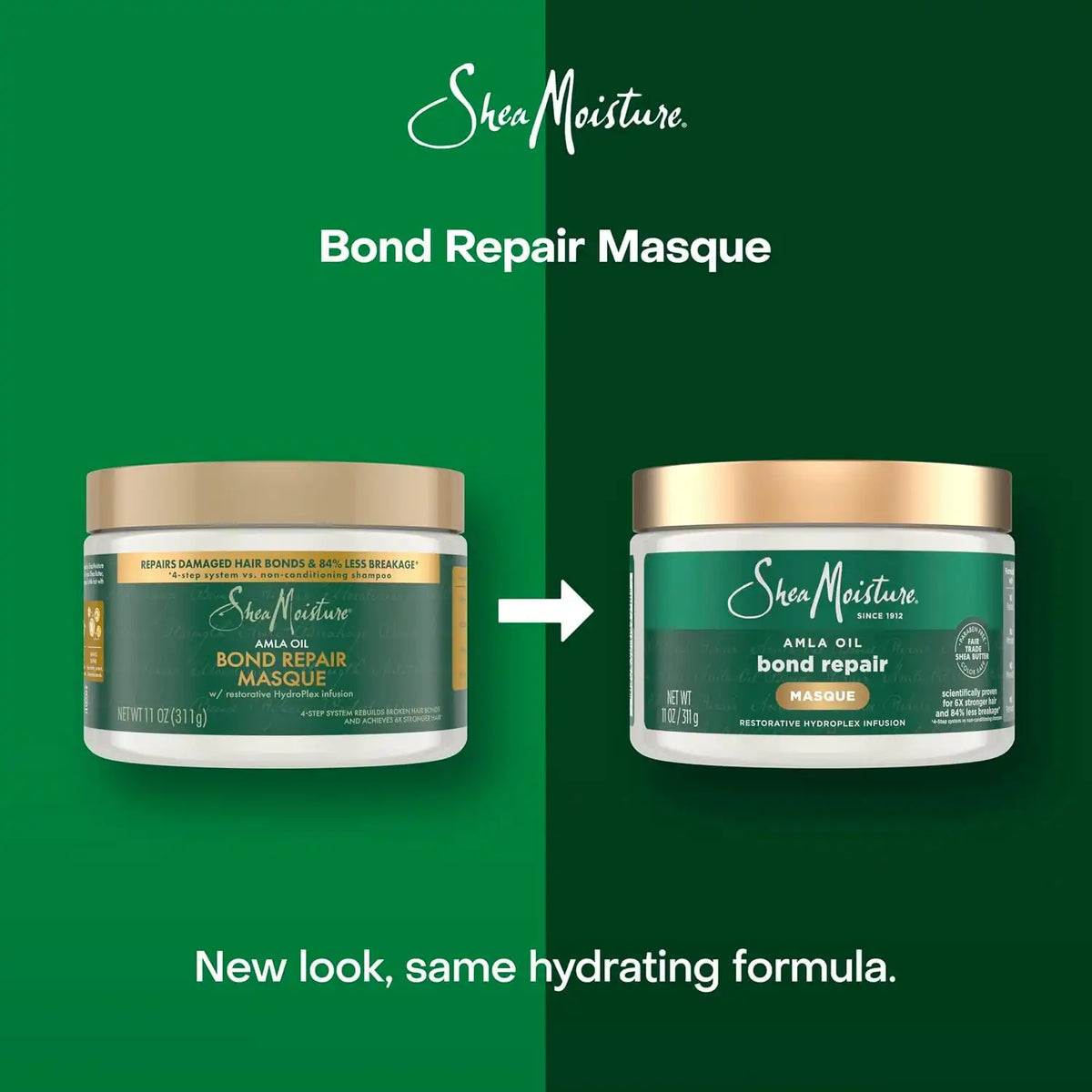 SheaMoisture Bond Repair Masque Amla Oil Deeply Moisturizes and Visibly Repairs Damage with Hydroplex Technology and Amla Oil for Stronger Hair with Restorative HydroPlex Infusion 11 oz,(Pack of 2)