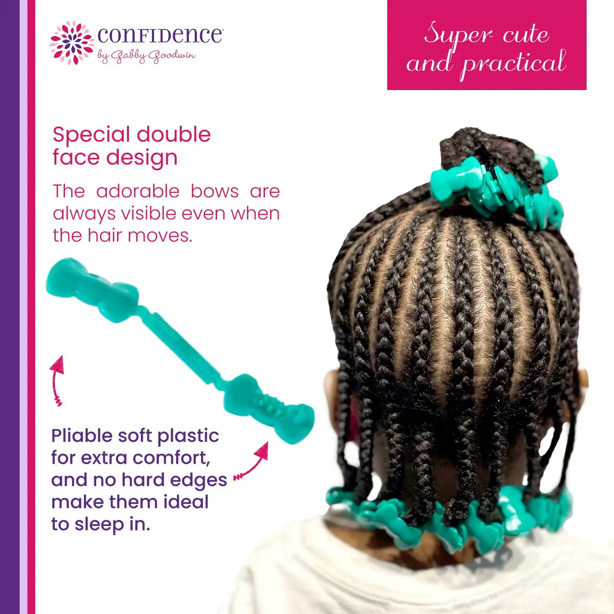 Confidence - GaBBY Bow Daddy's Girl Design - Patented Non-Slip Barrettes – 60 Pack – 6 Bow Colors