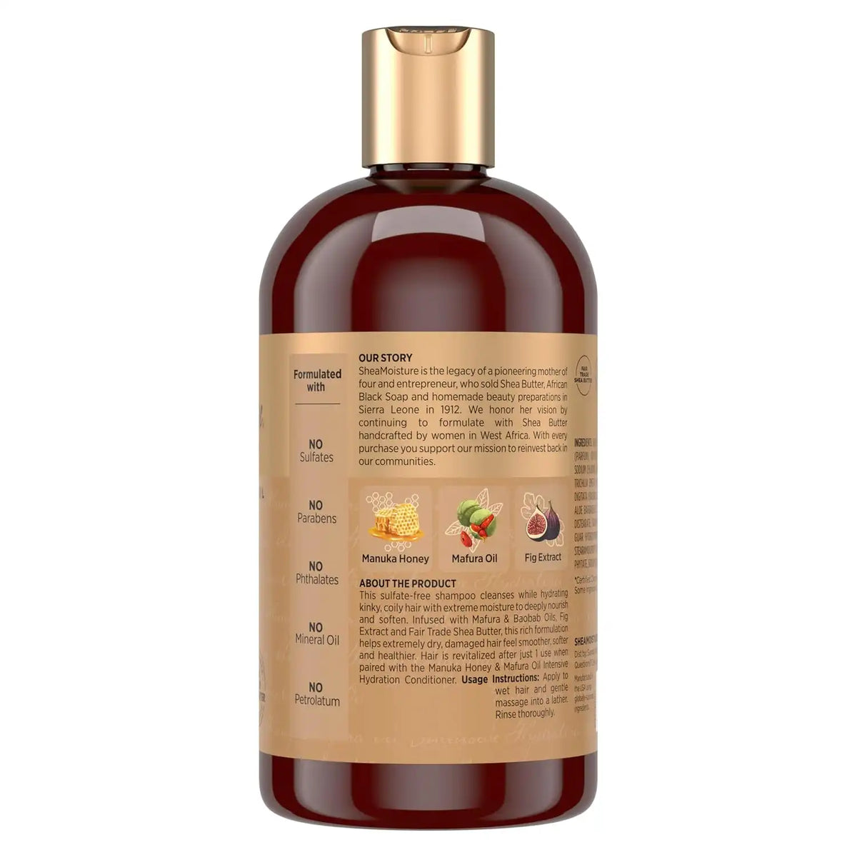 Shea Moisture Intensive Hydration Shampoo Manuka Honey and Mafura Oil for Dry, Damaged Hair Sulfate-Free 13 oz (Pack of 4)