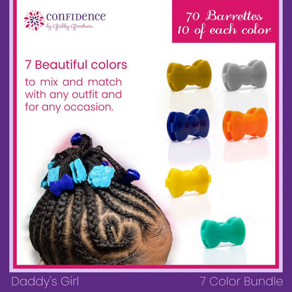 Confidence - GaBBY Bow Daddy's Girl Design - Patented Non-Slip Barrettes – 60 Pack – 6 Bow Colors