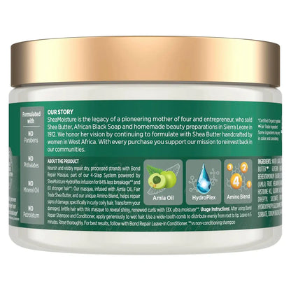 SheaMoisture Bond Repair Masque Amla Oil Deeply Moisturizes and Visibly Repairs Damage with Hydroplex Technology and Amla Oil for Stronger Hair with Restorative HydroPlex Infusion 11 oz,(Pack of 2)