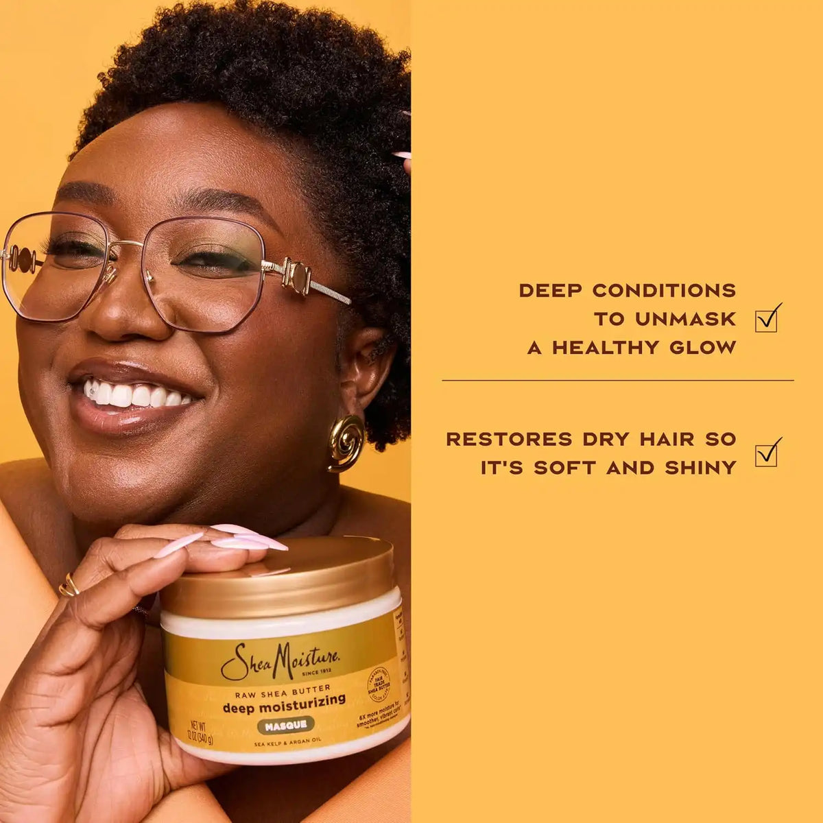 SheaMoisture Raw Shea Butter Deep Moisturizing Hair Masque for Curly Hair Raw Shea Butter Deep Conditioner to Moisturize and Renew-Hair 11.5 oz,(Pack of 2)