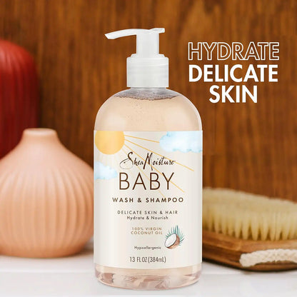 SheaMoisture Baby Wash and Shampoo for Baby Skin 100% Virgin Coconut Oil Cruelty Free Skin Care 13 oz