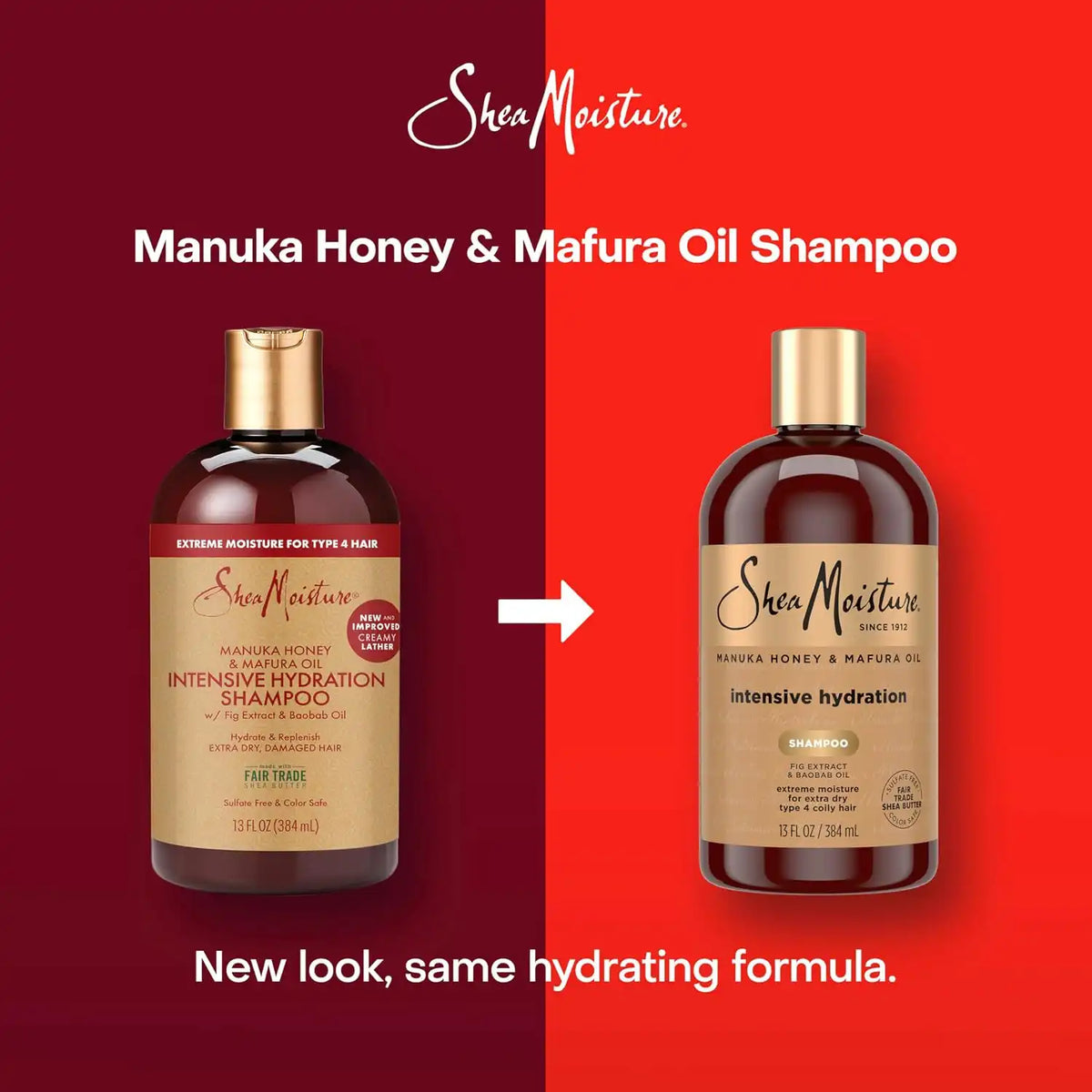 Shea Moisture Intensive Hydration Shampoo Manuka Honey and Mafura Oil for Dry, Damaged Hair Sulfate-Free 13 oz (Pack of 4)