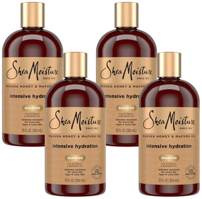 Shea Moisture Intensive Hydration Shampoo Manuka Honey and Mafura Oil for Dry, Damaged Hair Sulfate-Free 13 oz (Pack of 4)