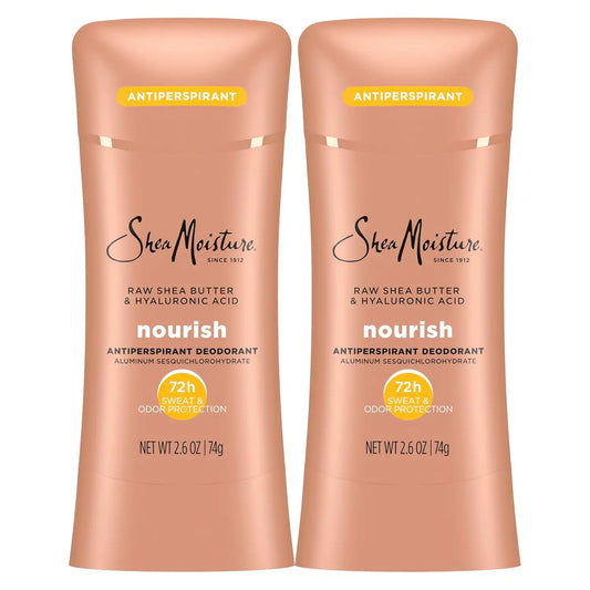 SheaMoisture Antiperspirant Deodorant Stick Moisturizing Raw Shea Butter & Hyaluronic Acid 2 Count for 48HR Sweat & Odor Protection with No Parabens & No Mineral Oil 2.6 oz