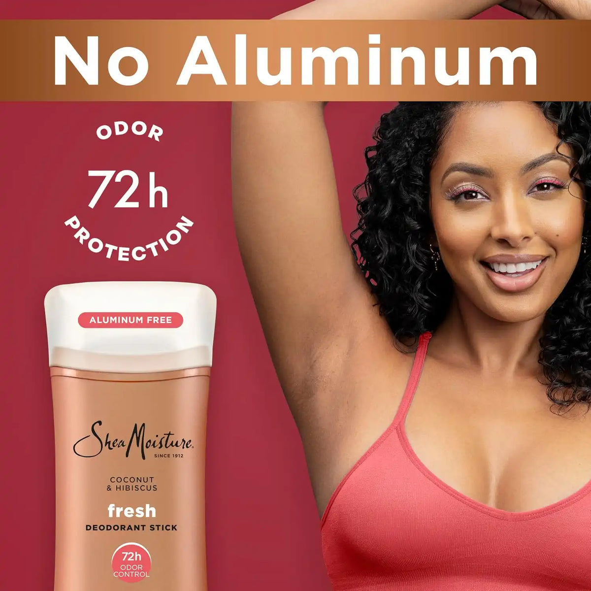 SheaMoisture Deodorant Stick 72h Odor Control Coconut & Hibiscus Fresh Aluminum Free, 2.6 Ounce (Pack of 12)