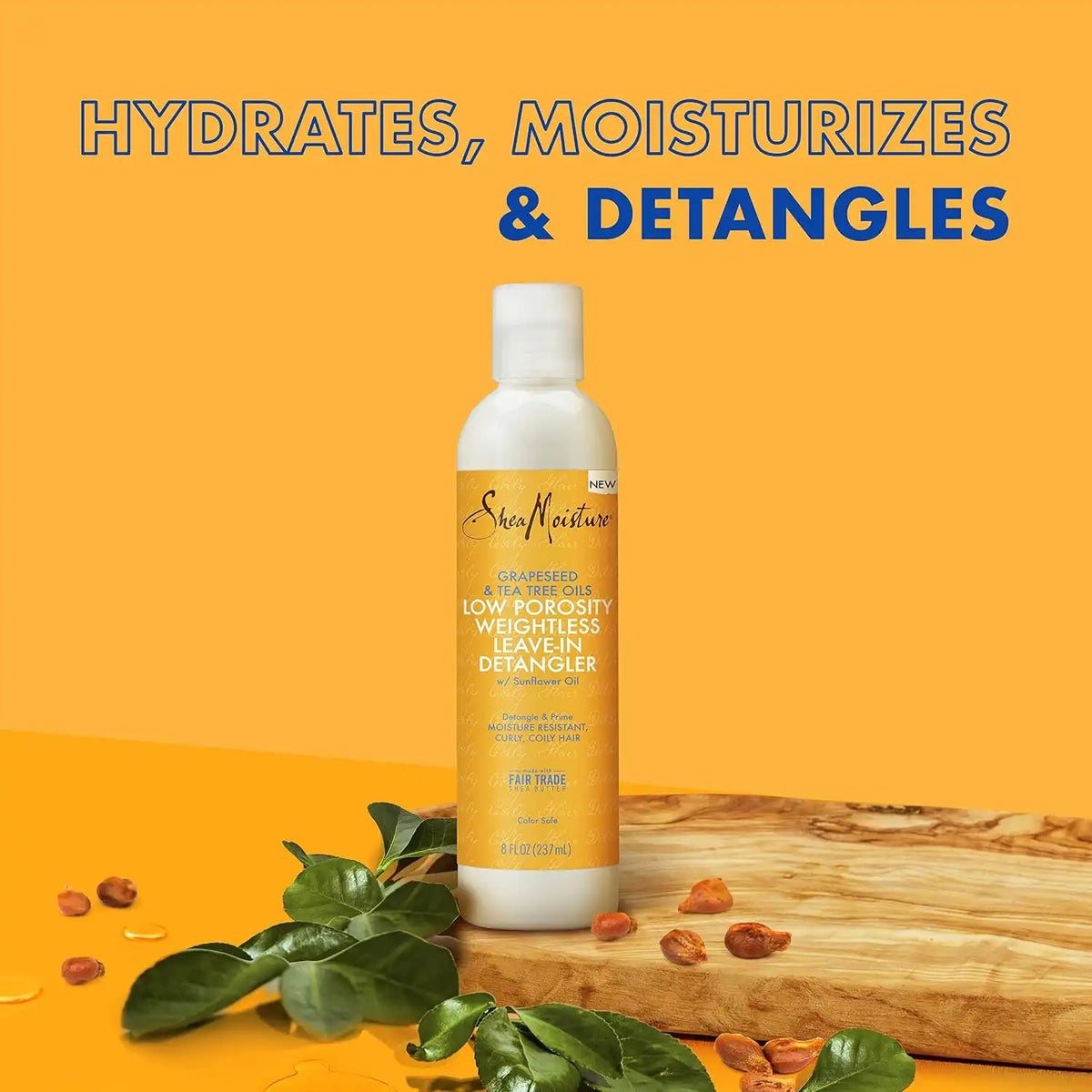 SheaMoisture Weightless Hydrating Detangler For Moisture Resistant, Curly, Coily Hair Low Porosity Lightweight Hair Detangler 8 oz
