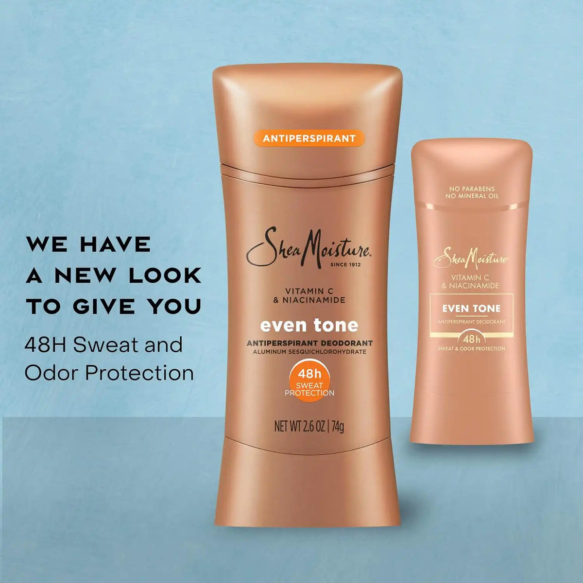 SheaMoisture Antiperspirant Deodorant Stick Even Tone Vitamin C & Niacinamide for 48HR Sweat & Odor Protection with No Parabens & No Mineral Oil 2.6 oz, (Pack of 4)