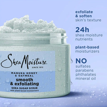 SheaMoisture Shea Sugar Body Scrub Manuka Honey Oatmeal 12 oz