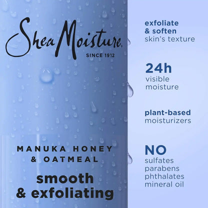 Shea Moisture Manuka Honey Oatmeal Body Wash Smooth & Exfoliating 18 oz